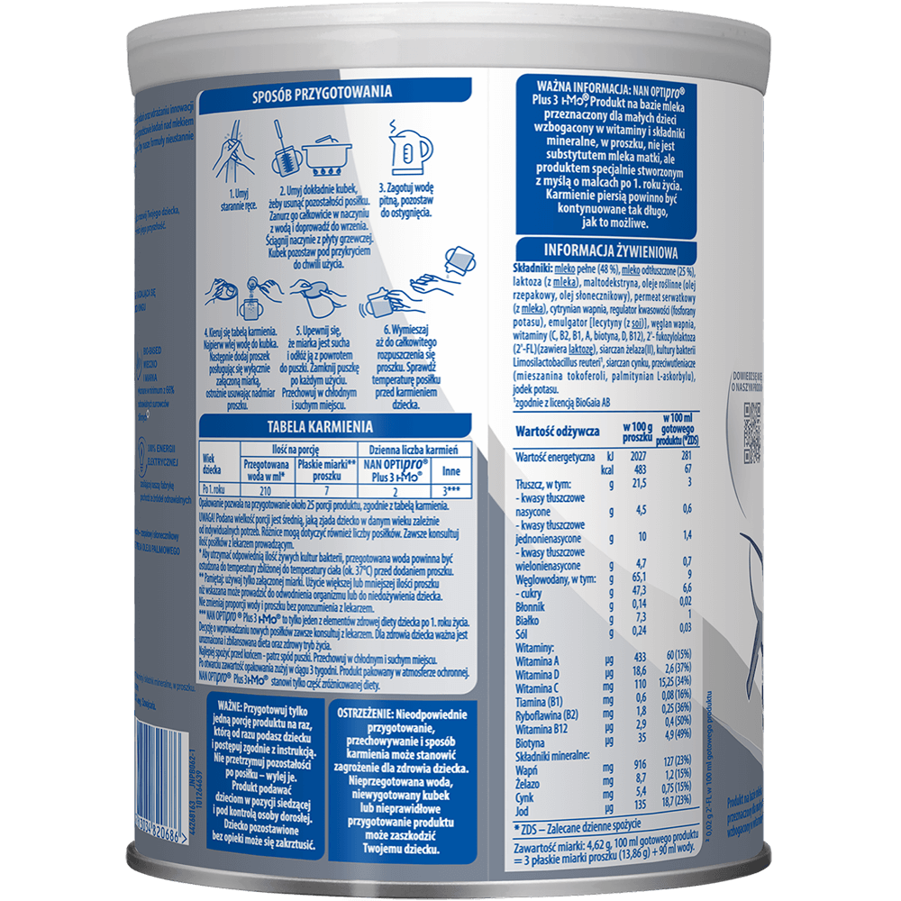 opakowanie  produktu na bazie mleka NAN OPTIPRO® Plus 3 HMO
