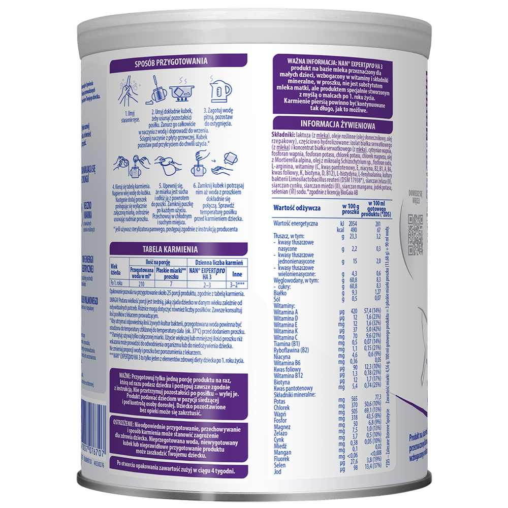 opakowanie puszki NAN EXPERTPRO HA 3