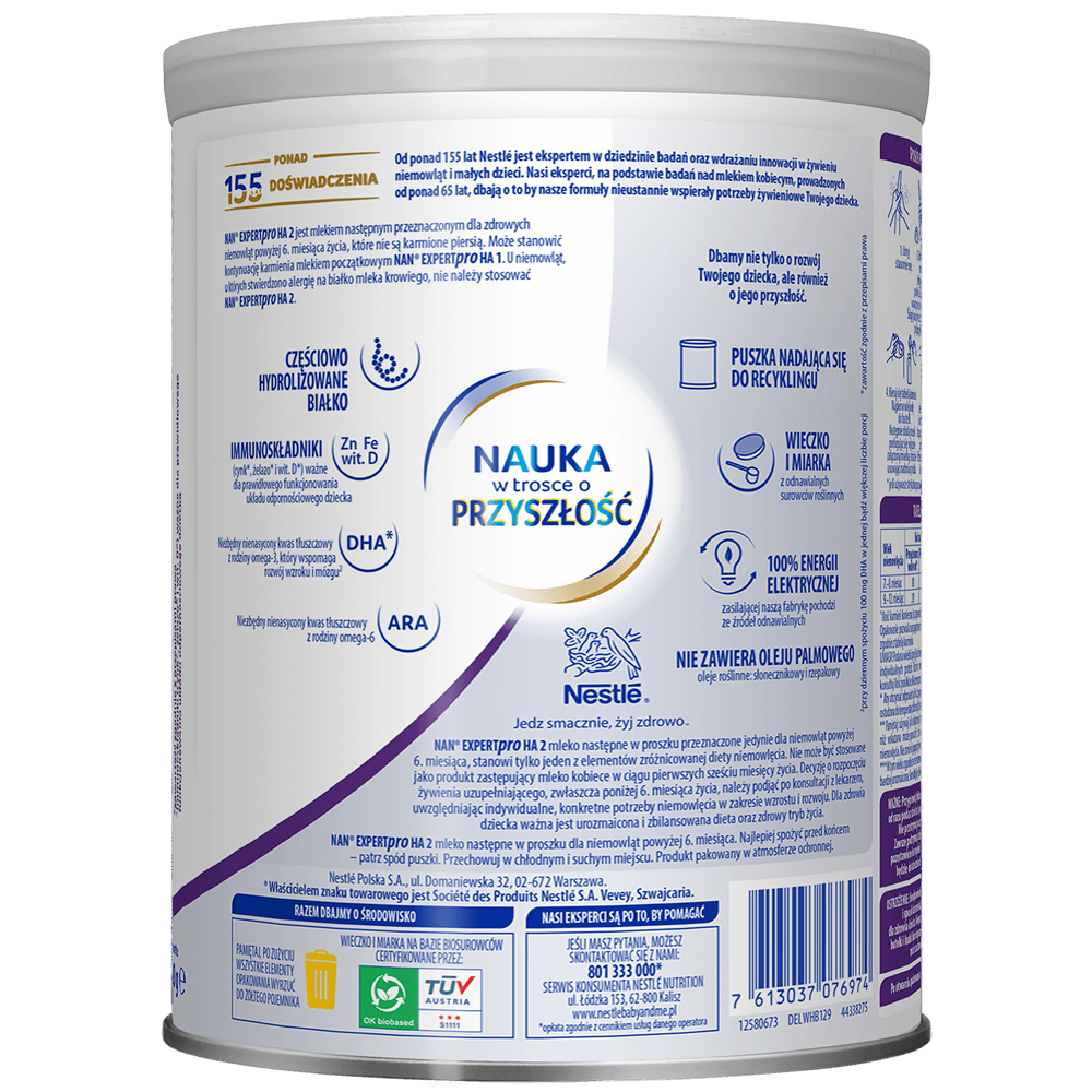opakowanie puszki mleka następnego NAN EXPERTPro HA 2