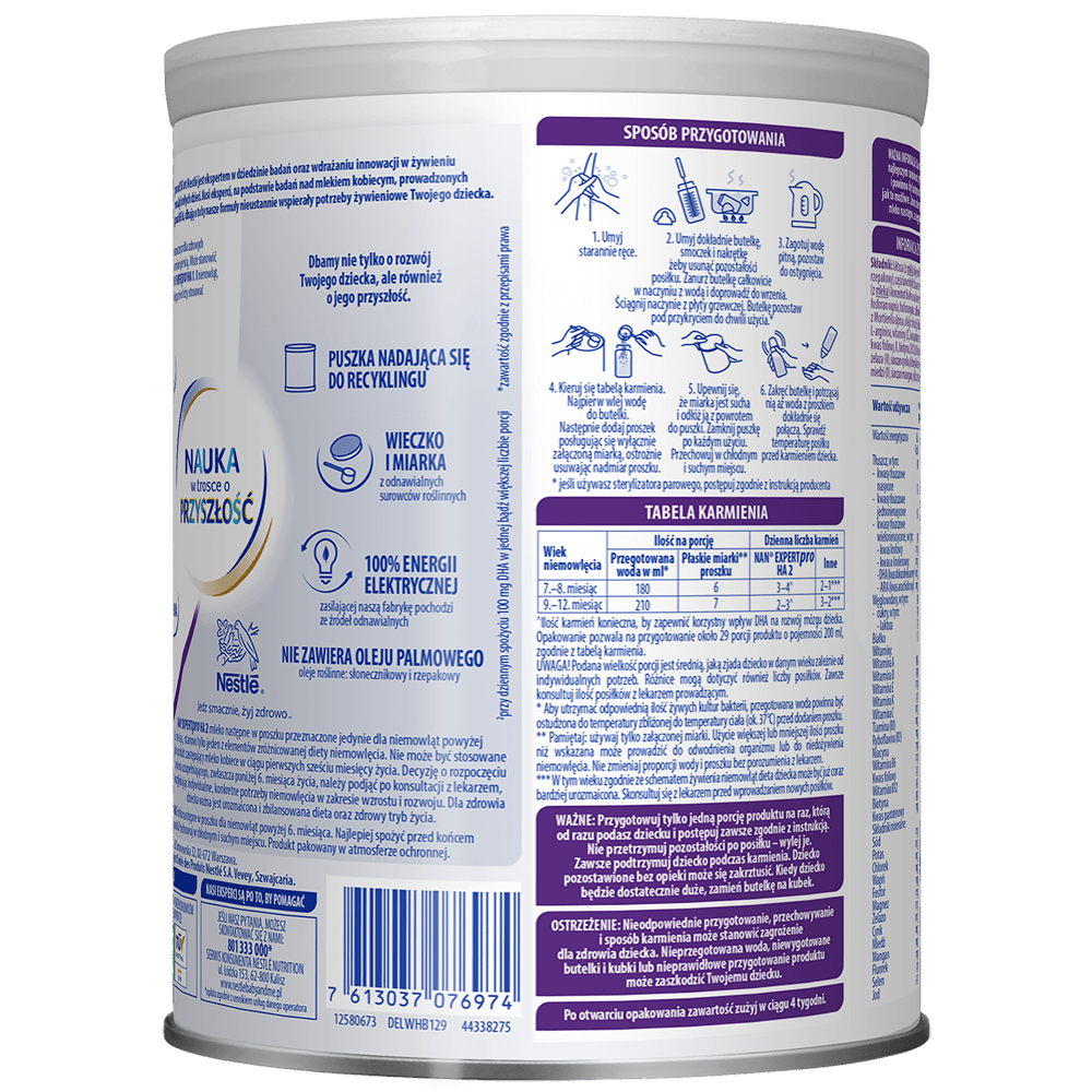 opakowanie puszki mleka następnego NAN EXPERTPro HA 2